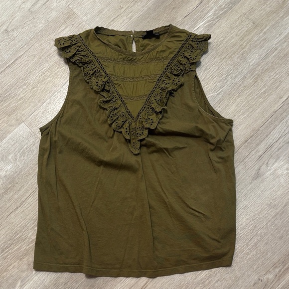 J. Crew Tops - J. Crew Olive Ruffle Tank Top